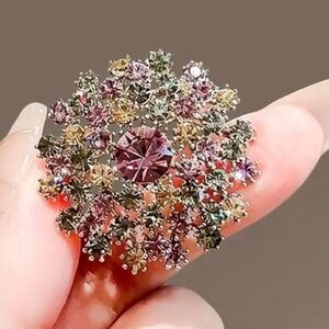 Multicolor Rhinestone Round Brooch